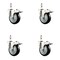 Service Caster 4 Inch 316SS Black Polyurethane Wheel Swivel 12mm Stem Caster Set Lock Brake SS316TSTTL20S414-PPUB-BLK-M1215-4 - alternate 2